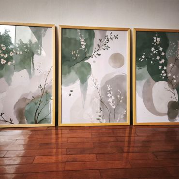Set de 3 Cuadros en 50x70cm - Marco Madera Natural - Ultimo en Stock