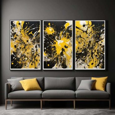 Jackson Pollock - Abstract Yellow - Set de 3