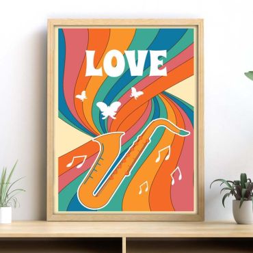 Cuadros Aesthetic - Paz, Amor y Música - Set de 3