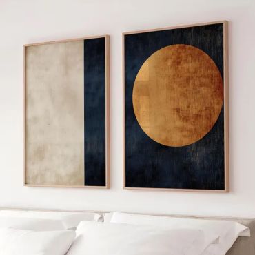 Cuadros Abstractos - Luna Dorada - Set de 2
