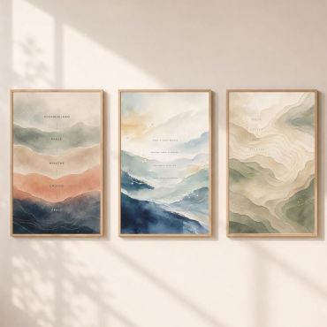 Cuadros Abstractos - Relieve Esmeralda - Set de 3
