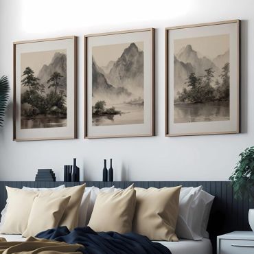 Cuadros Japoneses - Montañas del Silencio - Set de 3