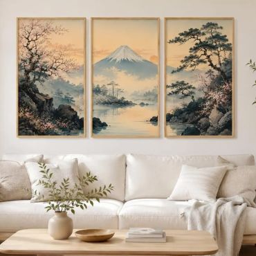 Cuadros Japoneses - Paisaje del Fuji - Set de 3