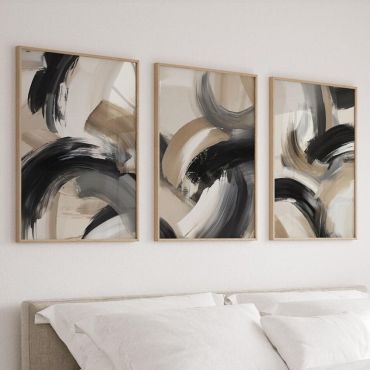 Cuadros para Sala - Trazos Fluidos - Set de 3