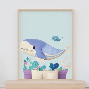 Cuadros para Bebés - Ballenas Azules - Set de 2