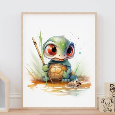Cuadros para Bebés - Tortuga en Acuarela