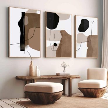 Cuadros de Arte Bohemio - Manchas Abstractas - Set de 3