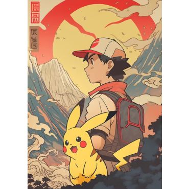 Póster Ash y Pikachu