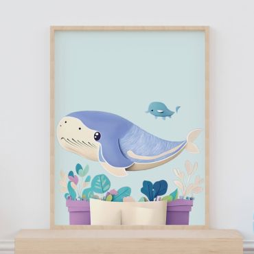 Cuadros Para Bebés - Ballenas Azules - 01