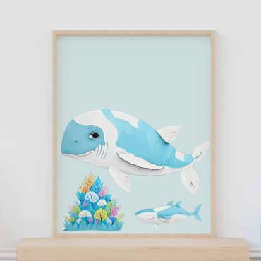 Cuadros Para Bebés - Ballenas Azules - 02