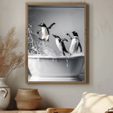 Cuadros para Baños - Pingüinos en la Bañera