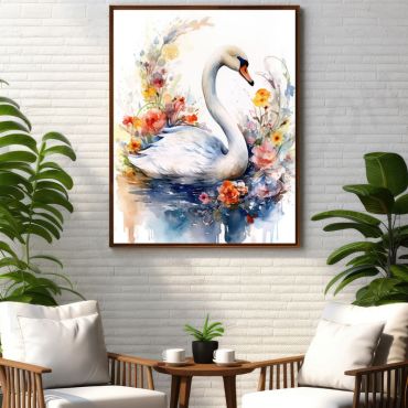 Cuadro del Cisne con Flores