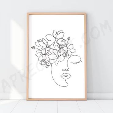 Cuadros de Arte Lineal - Mujer con Flores