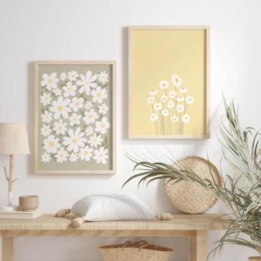 Cuadros de Flores - Margaritas Minimalistas - Set de 2