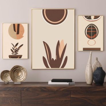 Cuadros Decorativos - Arte Moderno Terracota Marrón - Set de 3