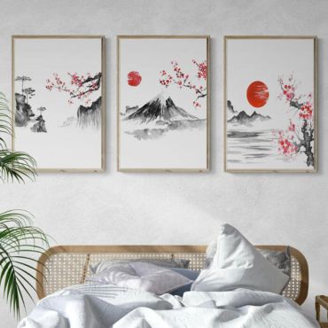 Cuadros Japoneses - Montañas Japonesas - Set de 3