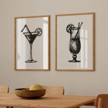 Cuadros para Bar - Copas de Cóctel - Set de 2