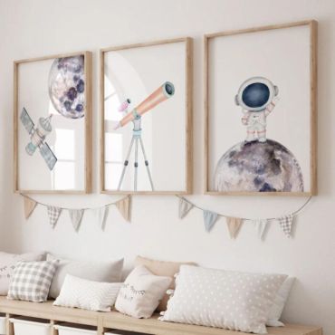 Cuadros para Bebés - El Espacio Exterior - Set de 3