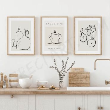 Cuadros para Comedor - Elegancia Culinaria - Set de 3
