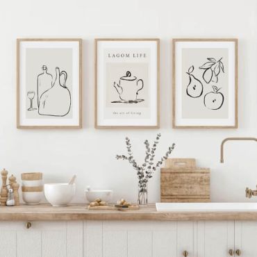 Cuadros para Comedor - Elegancia Culinaria - Set de 3
