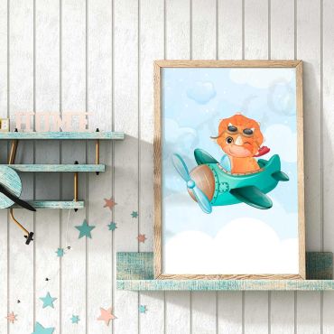 Cuadros para Bebés - Pequeños Dinos Aviadores - Set de 4