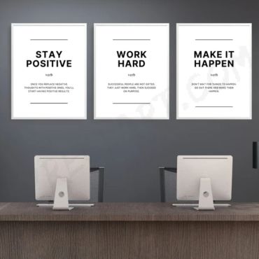 Cuadros con Frases - "Stay Positive, Work Hard, Make It Happen" - Set de 3