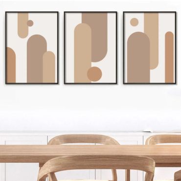 Cuadros para Sala - Arte Minimalista en Tono Marrón - Set de 3