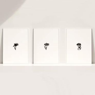 Cuadros para Sala - Flores Minimalistas - Set de 3