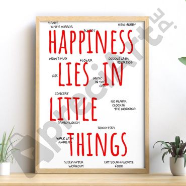 Cuadros con Frases - HAPPINESS LIES IN LITTLE THINGS