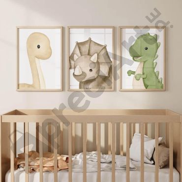 Cuadros Para Bebés - Dinosaurios en Acuarela Set de 3