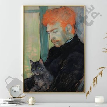 Toulouse Lautrec - Hombre Joven y Gato negro