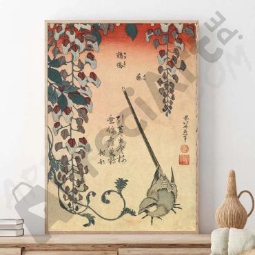 Katsushika Hokusai - Wagtail and Wisteria