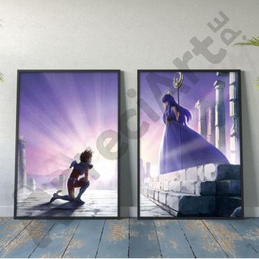 Cuadros de Anime - Seiya y Atenea