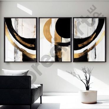 Cuadros Decorativos para Sala - Eclipse Dorado - Set de 3