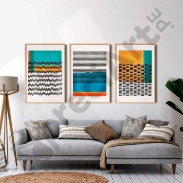 Cuadros Decorativos para Sala - Ritmo Cromático - Set de 3