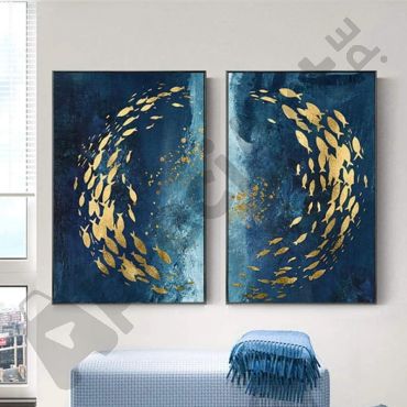 Cuadros Abstractos - Cardumen Azul - Set de 2