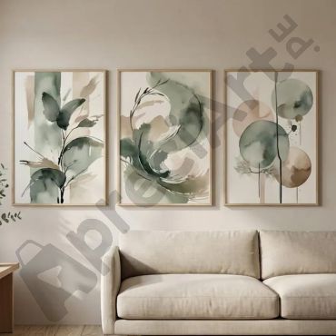 Cuadros Decorativos - Verde Fluido - Set de 3