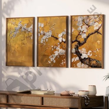 Cuadros Japoneses - Otoño Dorado - Set de 3