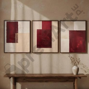 Cuadros Abstractos - Pasión Carmesí - Set de 3