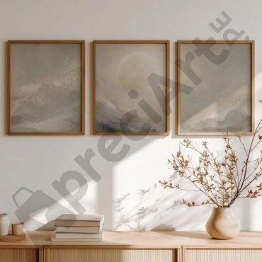 Cuadros Abstractos - Paisaje en Bruma - Set de 3