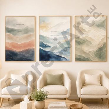Cuadros Abstractos - Relieve Esmeralda - Set de 3