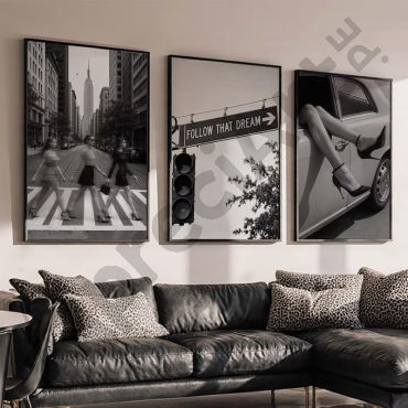 Cuadros Aesthetic - Blanco y Negro Urbano - Set de 3