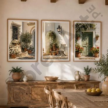 Cuadros Decorativos - Patio Mediterráneo - Set de 3