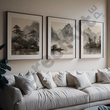 Cuadros Japoneses - Montañas del Silencio - Set de 3
