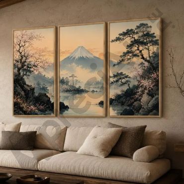 Cuadros Japoneses - Paisaje del Fuji - Set de 3
