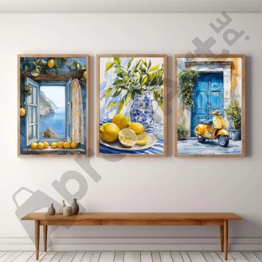 Cuadros para Comedor - Cítricos Mediterráneos - Set de 3