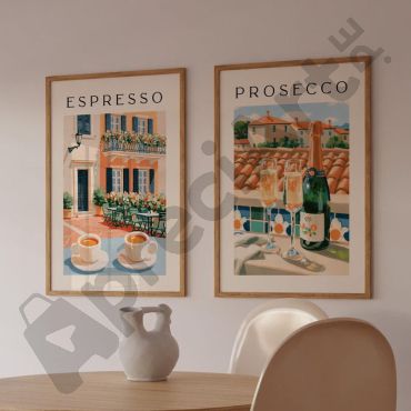 Cuadros para Comedor - Espresso & Prosecco - Set de 2