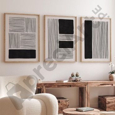 Cuadros para Sala - Líneas Serenas - Set de 3