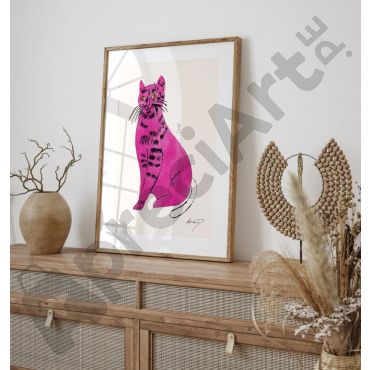 Cuadros de Famosos - Gato Rosa de Andy Warhol