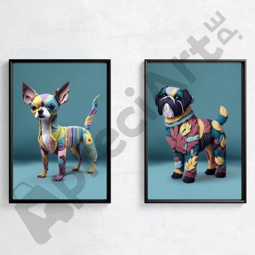 Cuadro de animales: Cachorros Adorables - Set de 2